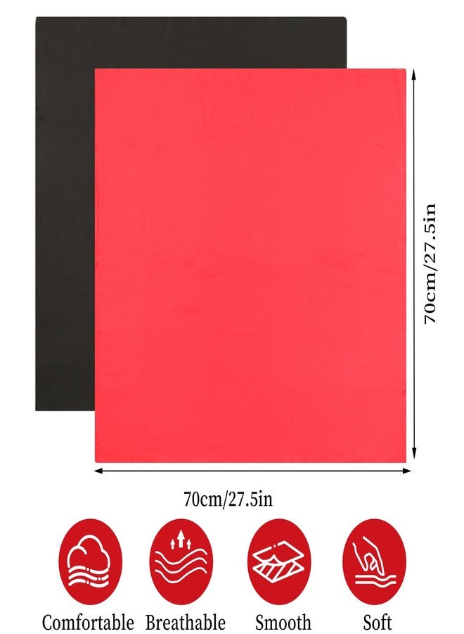 LUODAKA 2pcs Red and Black Silk Feeling Scarf,Neck Scarf for Women 27.5×27.5inches Satin Head Scarves Fashion Square Scarfs Soft Breathable Handbag Decoration Accessories - Image 2